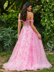 Korsett Oberteil  A-Linie Kleid mit Herzform und Schlitz Bonbonrosa