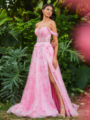 Korsett Oberteil  A-Linie Kleid mit Herzform und Schlitz Bonbonrosa