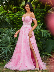 Korsett Oberteil  A-Linie Kleid mit Herzform und Schlitz Bonbonrosa