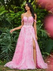 Korsett Oberteil  A-Linie Kleid mit Herzform und Schlitz Bonbonrosa