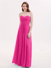 Trägerloser Ausschnitt Chiffon Kleid mit Herz-Ausschnitt Fuchsia
