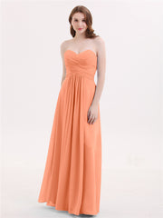 Trägerloser Ausschnitt Chiffon Kleid mit Herz-Ausschnitt Papaya