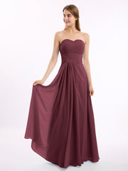 Herz-Ausschnitt trägerloser Ausschnitt Chiffon Kleider Cabernet