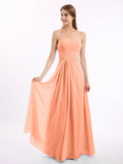 Herz-Ausschnitt trägerloser Ausschnitt Chiffon Kleider Papaya