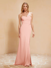 Herzform Etui Chiffon Kleid Mit Schlitz Koralle