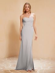Herzform Etui Chiffon Kleid Mit Schlitz Silber