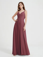 V-Ausschnitt Chiffon Kleider mit Perlen-Träger Maulbeere