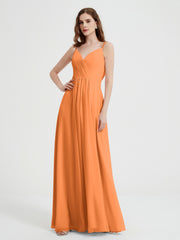 V-Ausschnitt Chiffon Kleider mit Perlen-Träger Orange