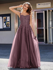 Korsett Oberteil A-Linie Tüll Kleid Cabernet