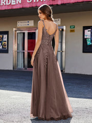 Korsett Oberteil A-Linie Tüll Kleid Schokolade