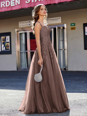 Korsett Oberteil A-Linie Tüll Kleid Schokolade
