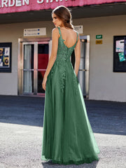 Korsett Oberteil A-Linie Tüll Kleid Dunkelgrün