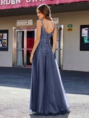 Korsett Oberteil A-Linie Tüll Kleid Dunkelmarine