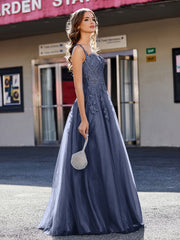 Korsett Oberteil A-Linie Tüll Kleid Dunkelmarine