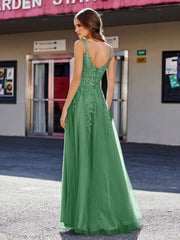 Korsett Oberteil A-Linie Tüll Kleid Smaragd
