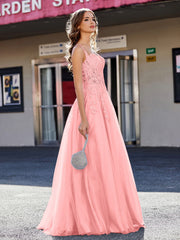 Korsett Oberteil A-Linie Tüll Kleid Flamingo