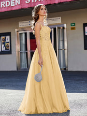 Korsett Oberteil A-Linie Tüll Kleid Gold