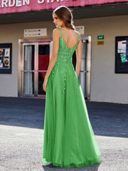 Korsett Oberteil A-Linie Tüll Kleid Grün