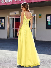 Korsett Oberteil A-Linie Tüll Kleid Zitrone