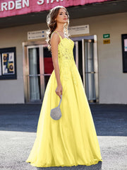 Korsett Oberteil A-Linie Tüll Kleid Zitrone