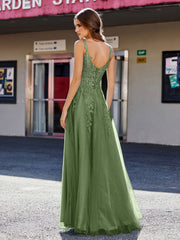Korsett Oberteil A-Linie Tüll Kleid Moos