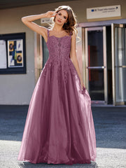 Korsett Oberteil A-Linie Tüll Kleid Maulbeere