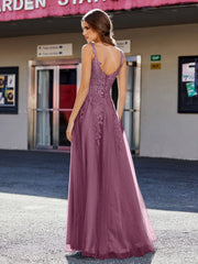 Korsett Oberteil A-Linie Tüll Kleid Maulbeere
