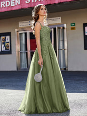 Korsett Oberteil A-Linie Tüll Kleid Olivgrün