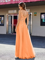 Korsett Oberteil A-Linie Tüll Kleid Orange