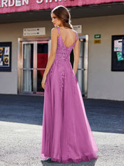 Korsett Oberteil A-Linie Tüll Kleid Orchidee
