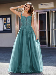 Korsett Oberteil A-Linie Tüll Kleid Pfau