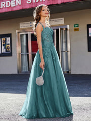 Korsett Oberteil A-Linie Tüll Kleid Pfau