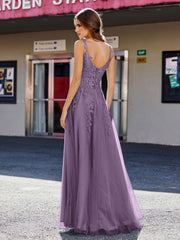 Korsett Oberteil A-Linie Tüll Kleid Pflaume