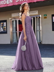 Korsett Oberteil A-Linie Tüll Kleid Pflaume