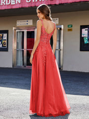 Korsett Oberteil A-Linie Tüll Kleid Rot