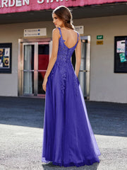 Korsett Oberteil A-Linie Tüll Kleid Königsblau