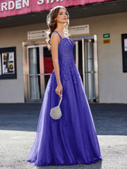 Korsett Oberteil A-Linie Tüll Kleid Königsblau