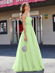 Korsett Oberteil A-Linie Tüll Kleid Salbei