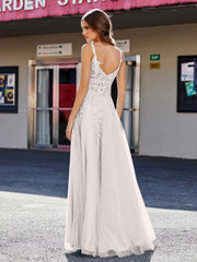 Korsett Oberteil A-Linie Tüll Kleid Silber