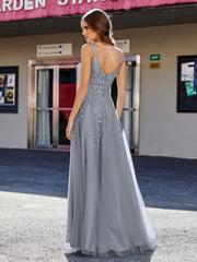 Korsett Oberteil A-Linie Tüll Kleid Stahlgrau