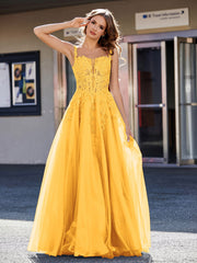 Korsett Oberteil A-Linie Tüll Kleid Mandarine