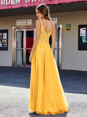 Korsett Oberteil A-Linie Tüll Kleid Mandarine