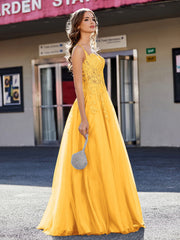 Korsett Oberteil A-Linie Tüll Kleid Mandarine