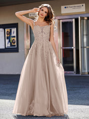 Korsett Oberteil A-Linie Tüll Kleid Taupe