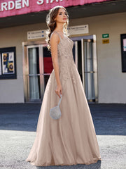 Korsett Oberteil A-Linie Tüll Kleid Taupe
