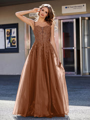 Korsett Oberteil A-Linie Tüll Kleid Terrakotta