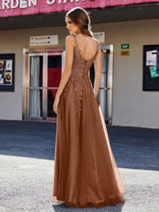 Korsett Oberteil A-Linie Tüll Kleid Terrakotta