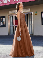 Korsett Oberteil A-Linie Tüll Kleid Terrakotta