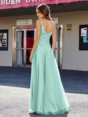 Korsett Oberteil A-Linie Tüll Kleid Türkis