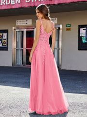 Korsett Oberteil A-Linie Tüll Kleid Wassermelone